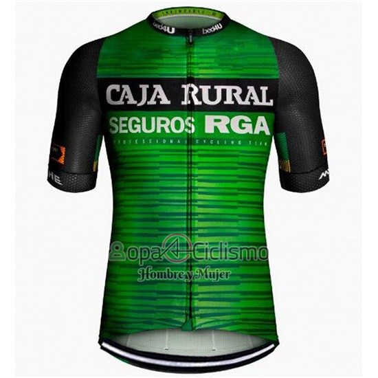 Caja Rural Ropa Ciclismo Culotte Corto 2019 Hombre Mangas Cortas Verde Negro